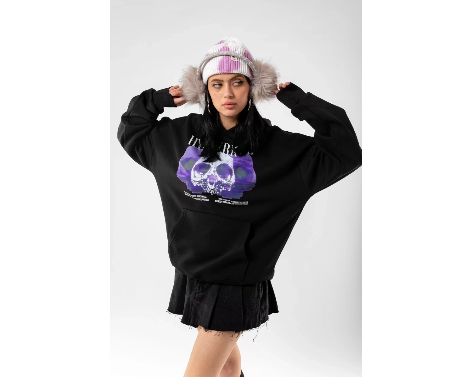 Hysterıcal Baskılı Oversize Unisex Beyaz