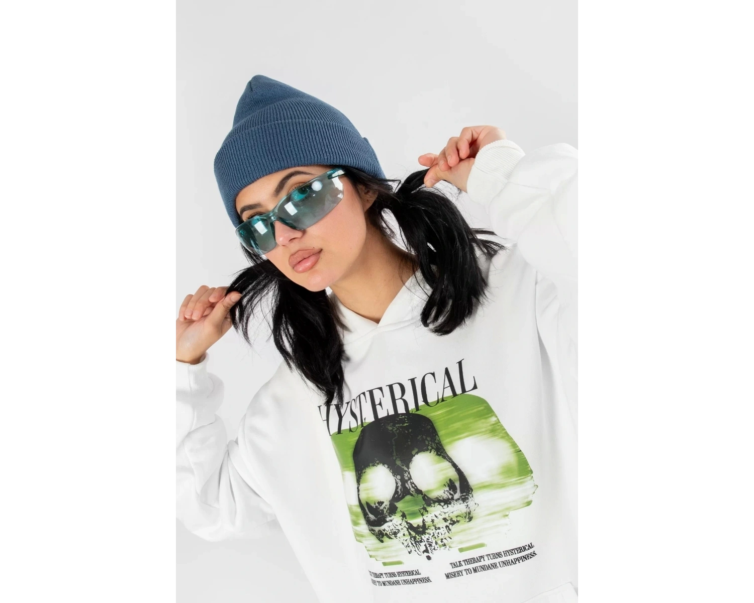 Hysterıcal Baskılı Oversize Unisex Beyaz