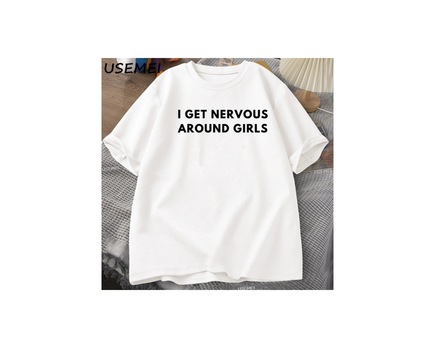 I Get Nervous Around Girls T-Shirt Men Funny Y2K Trendy Graphic Tee Summer High Qualtity Shor 3068