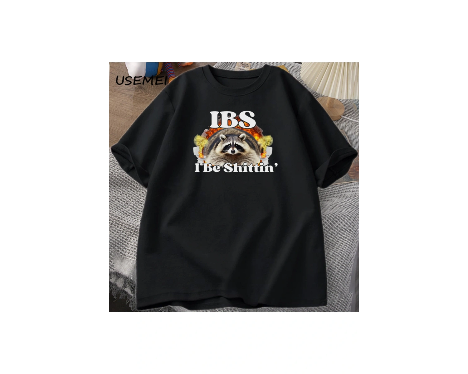 IBS Ben Shittin Rakun TErkekler Karın Ağrısı Survivor T-shirt erkek Kısa Kollu T-shir 3012