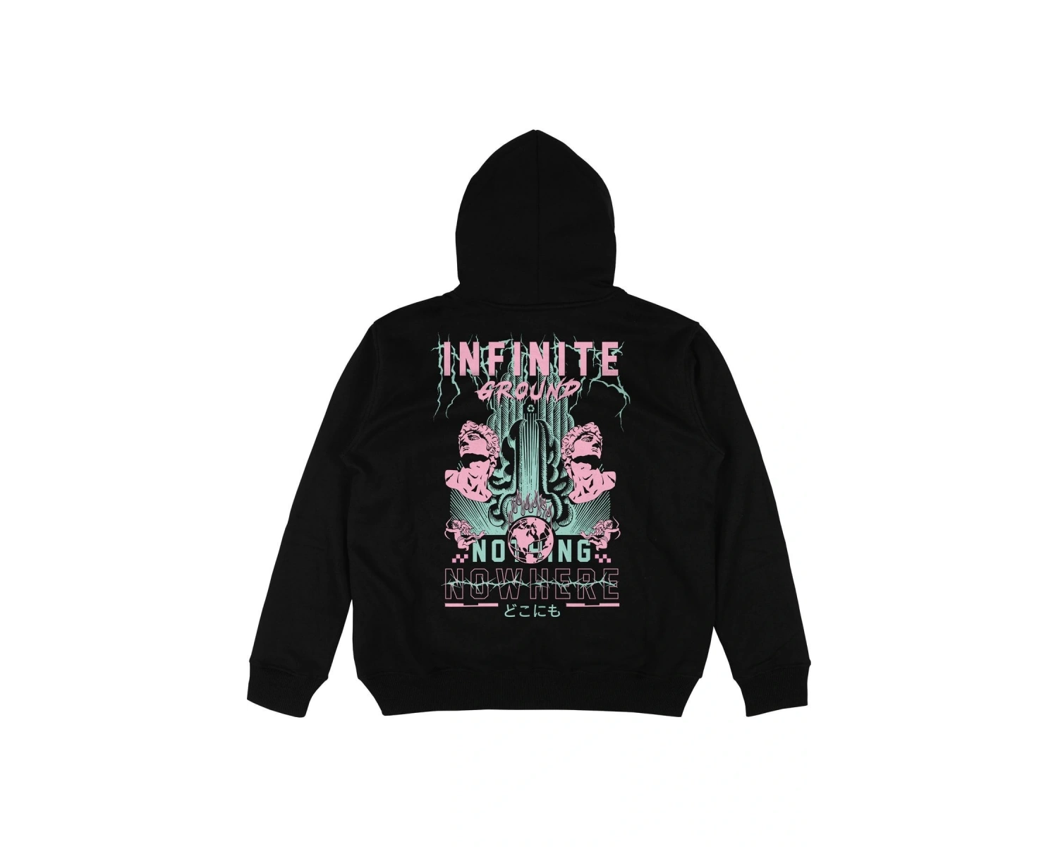 Infinite Siyah Oversize Unisex Kapüşonlu Sweatshirt Hoodie