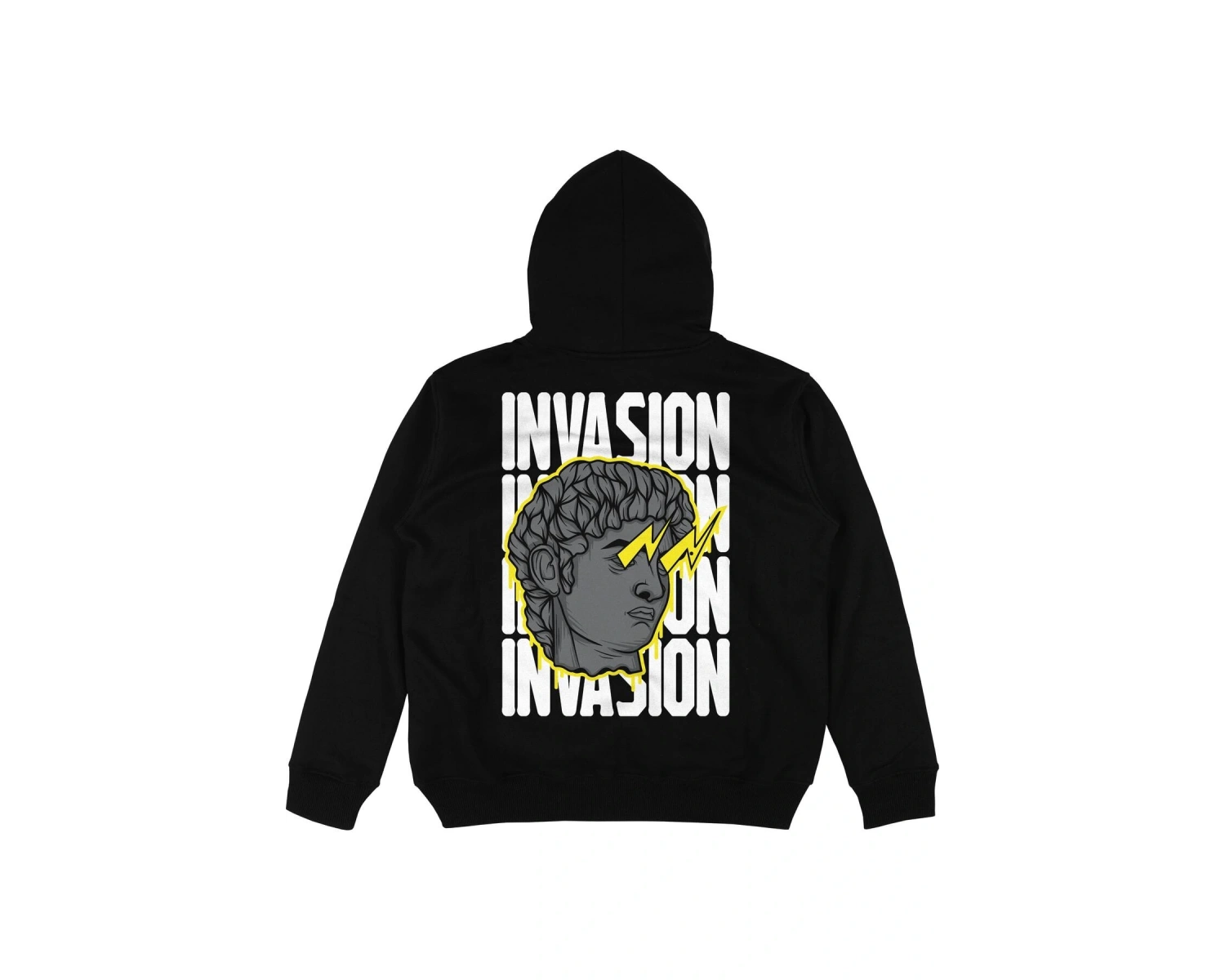 Invasion Siyah Oversize Unisex Kapüşonlu Sweatshirt Hoodie