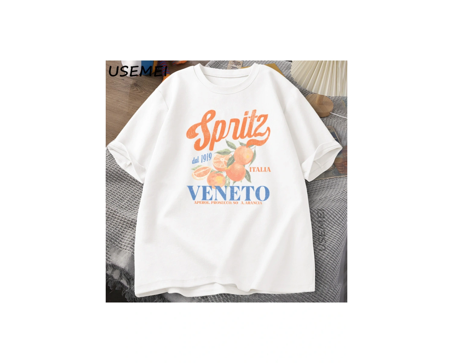 İtalyan Kokteyl Spritz T-Shirt Erkek Kadın Yaz Vintage Boho Italia Grafik Tee Pamuk Kısa Koll 2949