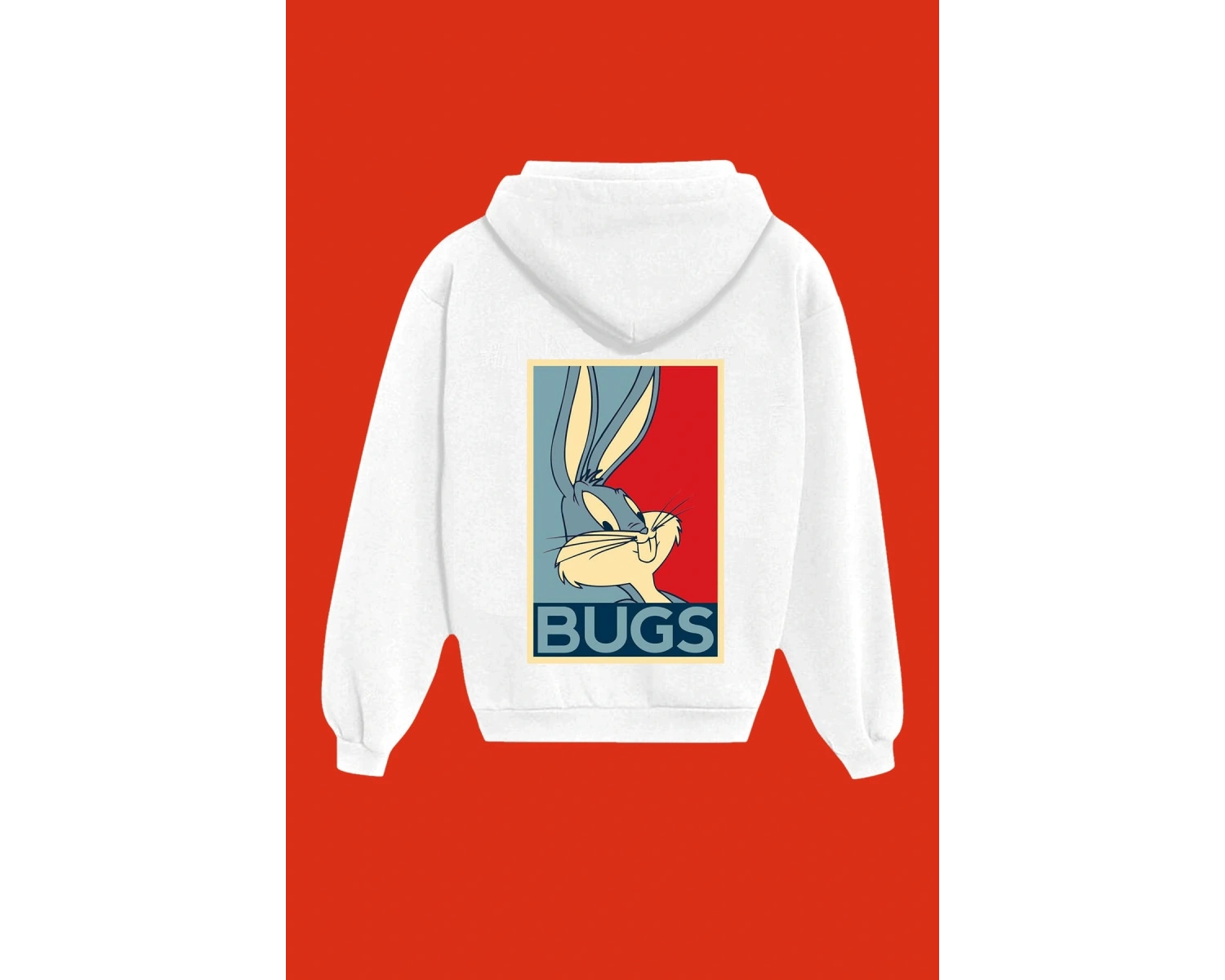 IvırZıvır----Unisex Beyaz Bugs Bunny Sırt Baskılı Sweatshirt