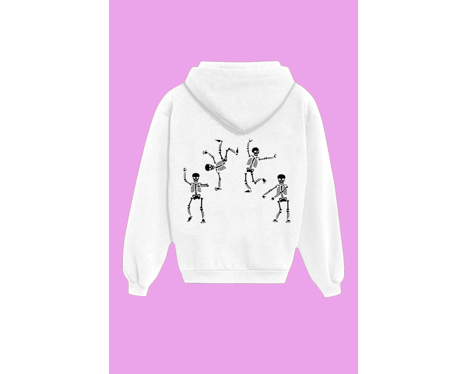 IvırZıvır----Unisex Beyaz Skull Sırt Baskılı Sweatshirt