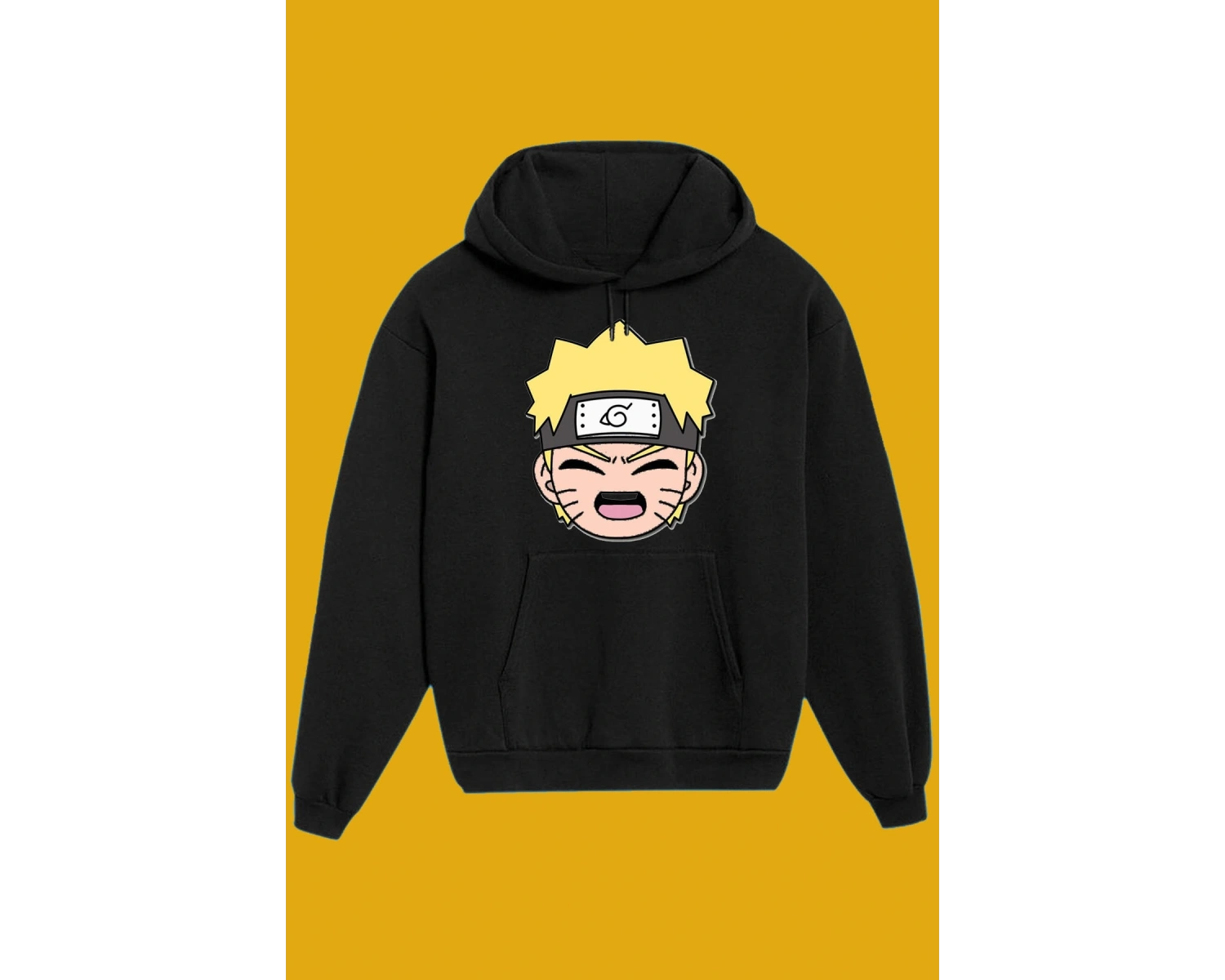 IvırZıvır----Unisex Siyah Naruto Baskılı Sweatshirt