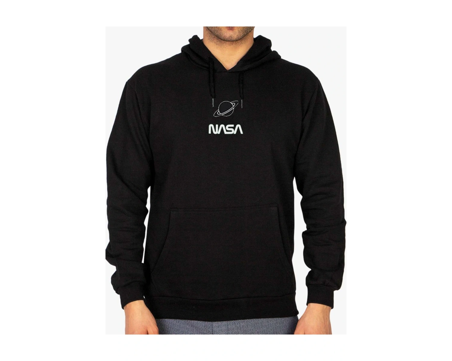 Jackalco 2 Iplik Iç Pamuklu Tam Kalıp Baskılı Hoodie Siyah
