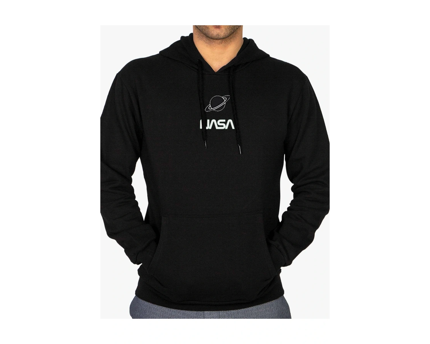 Jackalco 2 Iplik Iç Pamuklu Tam Kalıp Baskılı Hoodie Siyah