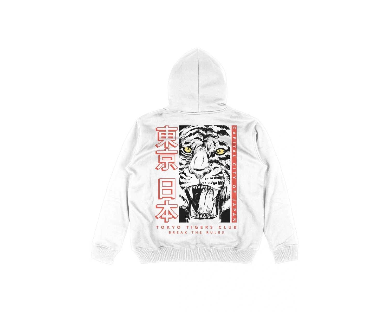 Japan Tiger Beyaz Oversize Unisex Kapüşonlu Sweatshirt Hoodie