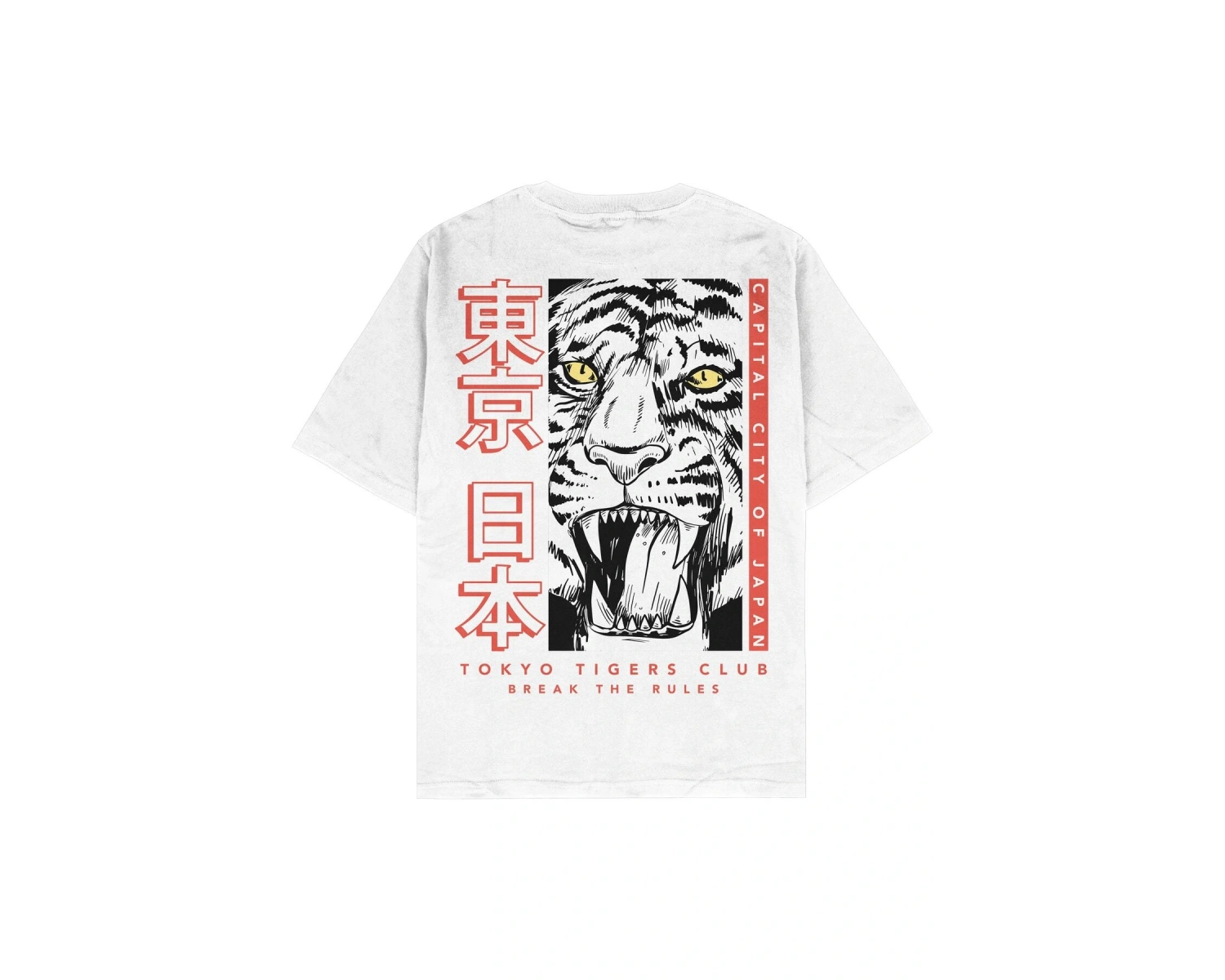 Japan Tiger Beyaz Oversize Unisex T-shirt