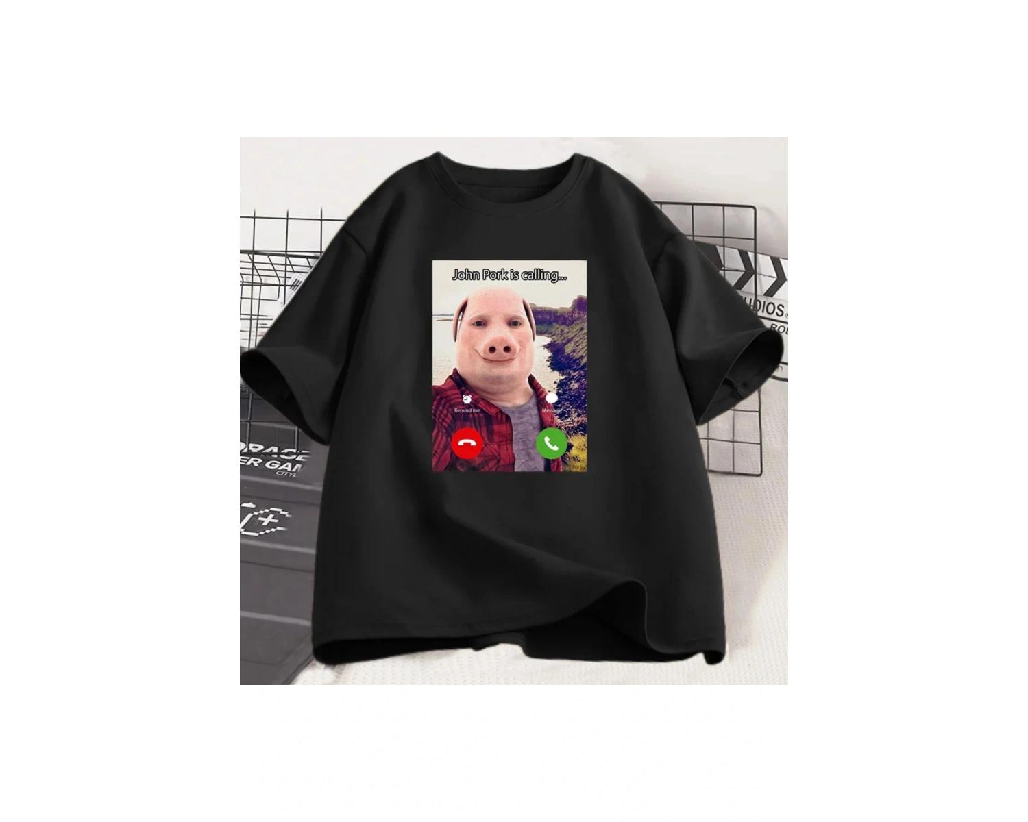 John domuz arıyor T shirt komik grafik Tee üst boy pamuk mizah domuz Meme tasarım erkek giysi