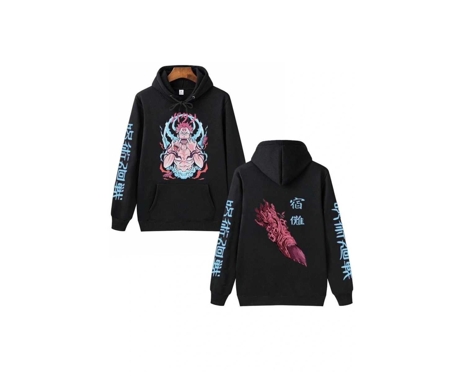 Jujutsu Kaisen Ryomen Sukuna Kapşonlu Hoodie 14589 Siyah