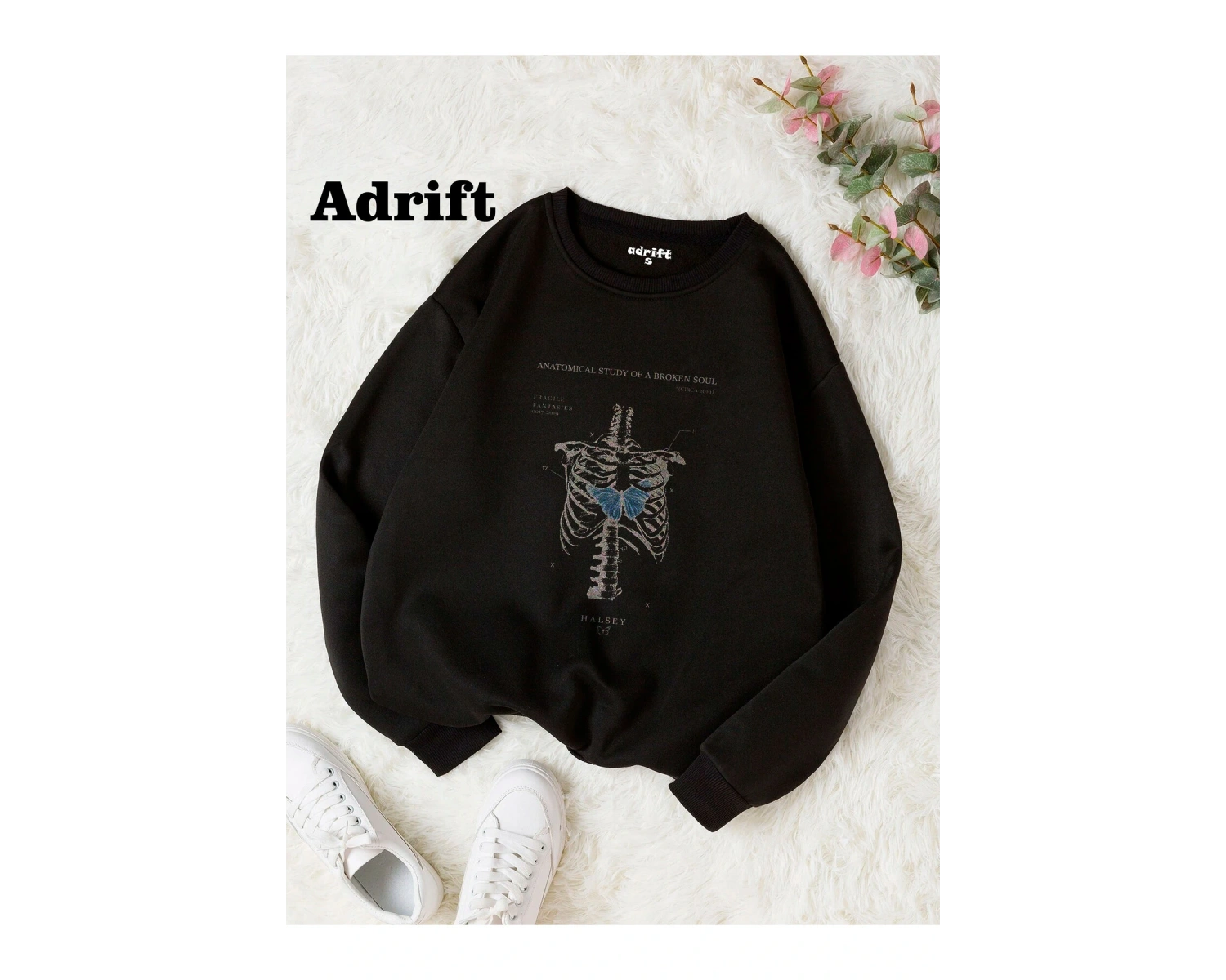 Kaburga Kalp Köstebek Sokak Trend Tasarım Harajuku/Gotik Siyah