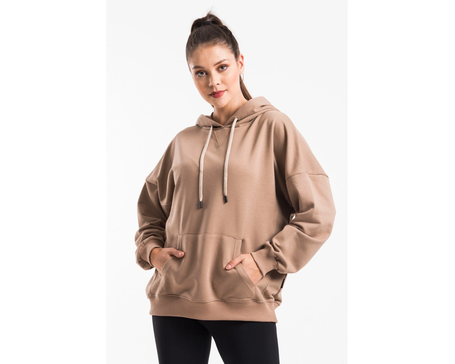 Kadın Bej Kapüşonlu Sweatshirt Cy84194 Bej