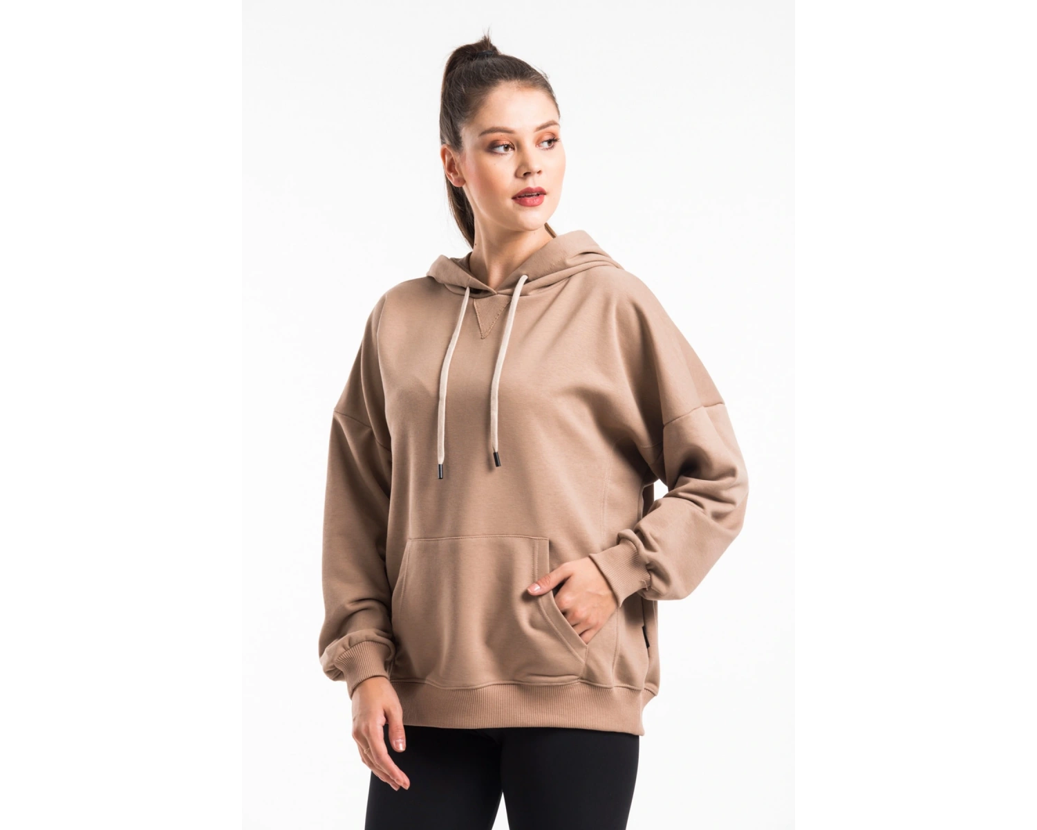Kadın Bej Kapüşonlu Sweatshirt Cy84194 Bej