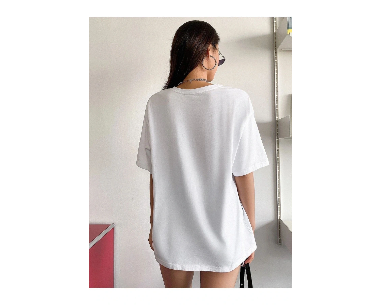 Kadın Beyaz 1997 Baskılı Bisiklet Yaka Tshirt