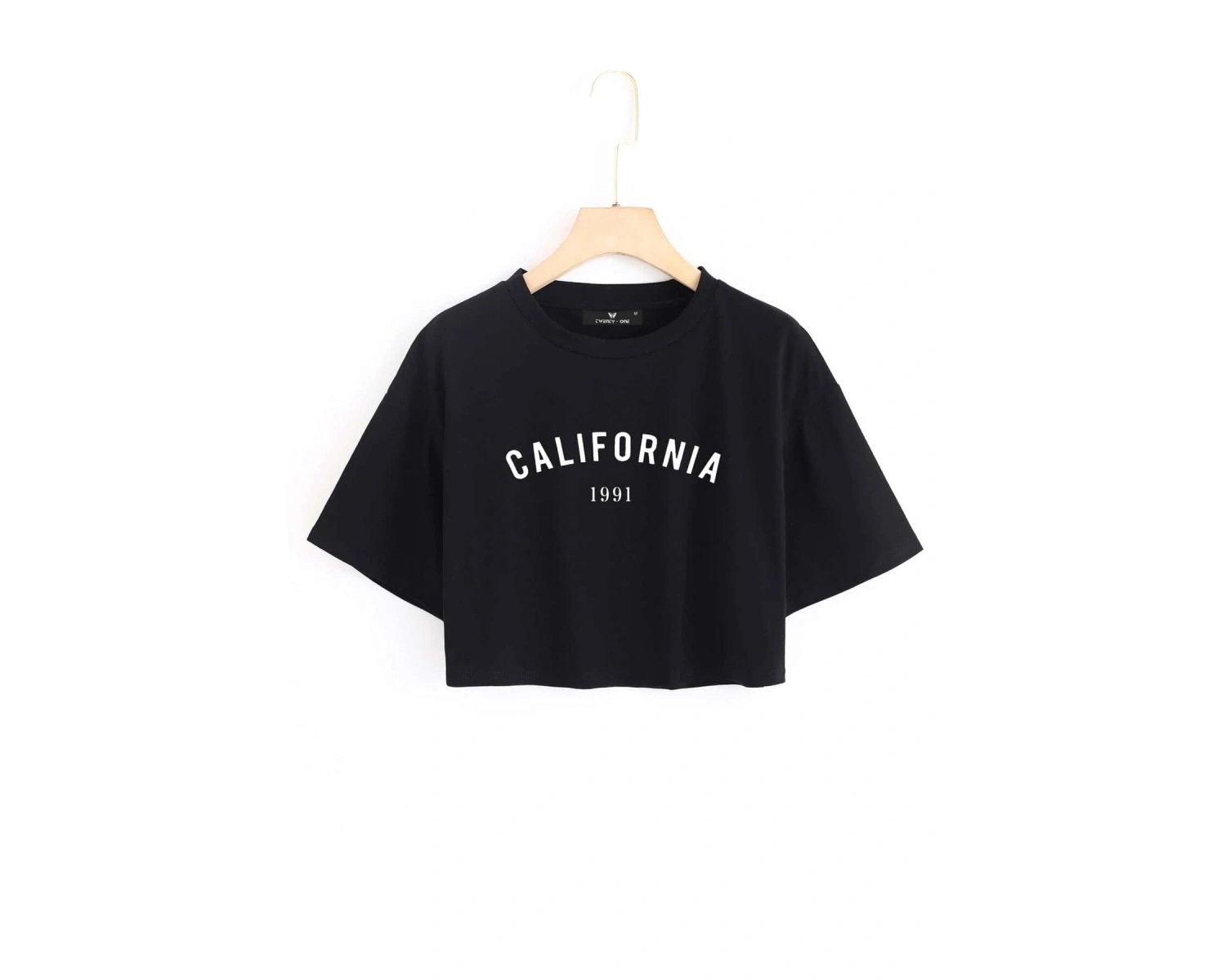 Kadın Beyaz California Baskılı Oversize Crop