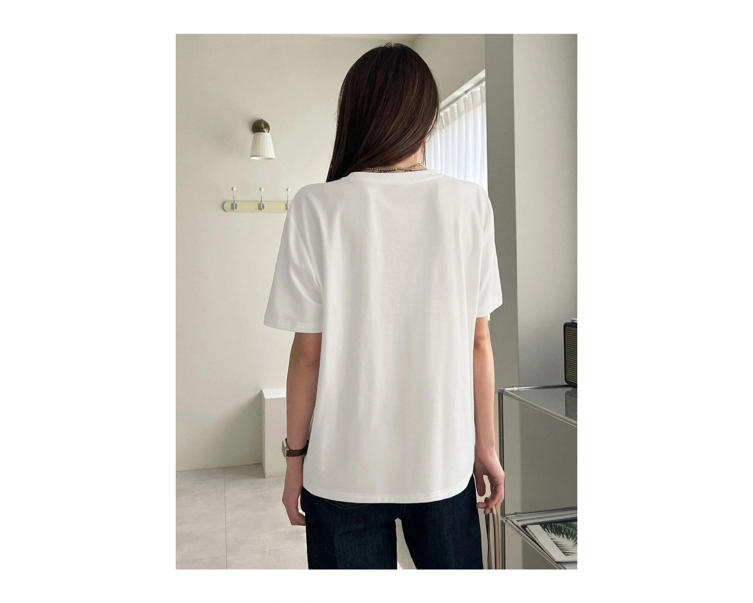 Kadın Beyaz Çift Heart Baskılı Oversize T-shirt
