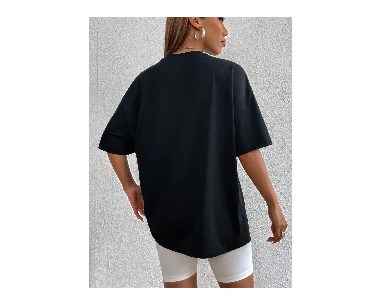 Kadın Beyaz Houston Baskılı Oversize T-shirt
