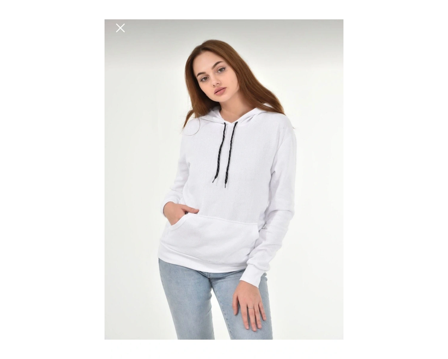 Kadın Beyaz Kapüşonlu Sweatshirt