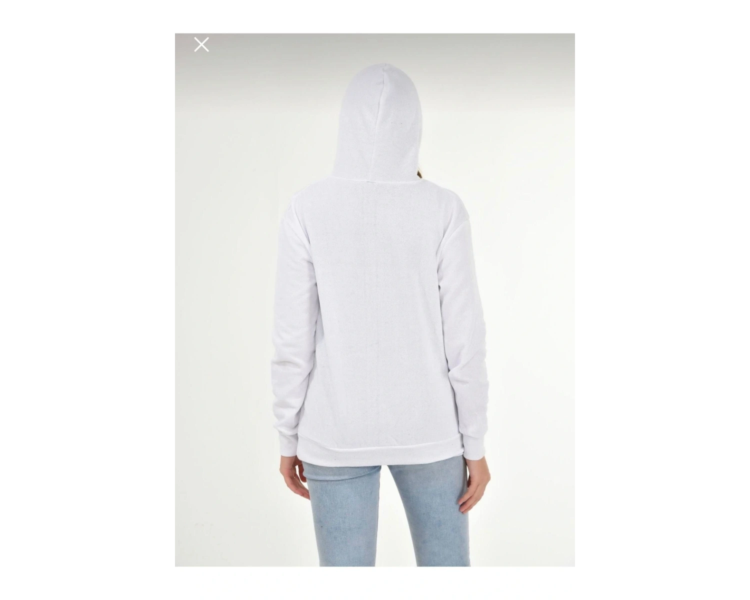 Kadın Beyaz Kapüşonlu Sweatshirt