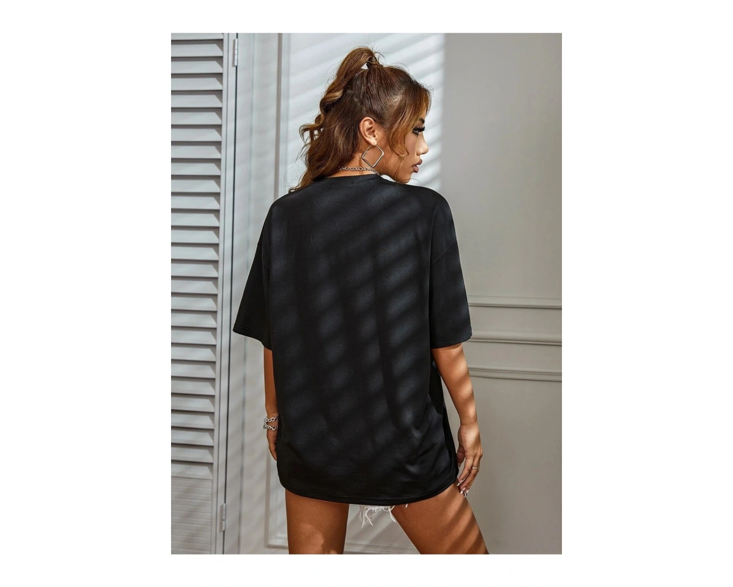 Kadın Beyaz Los Angeles 91 Baskılı Oversize Tişört