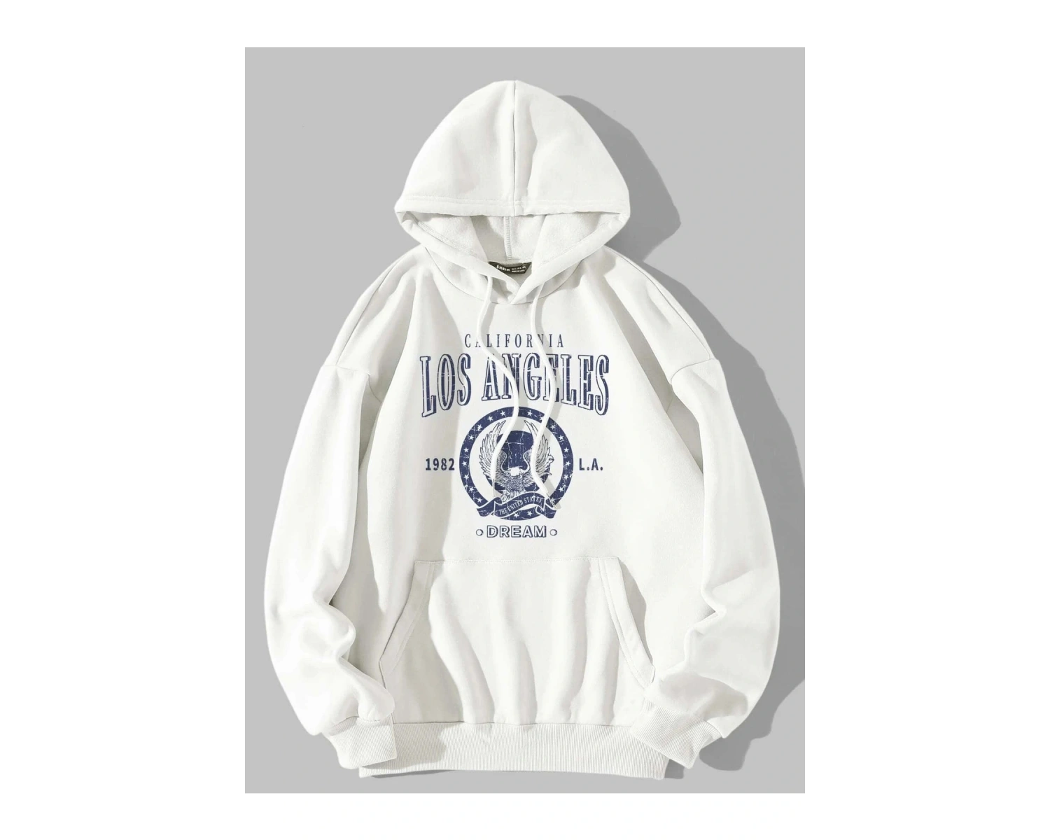 Kadın Beyaz Los Angeles Baskılı Kapüşonlu Sweatshirt