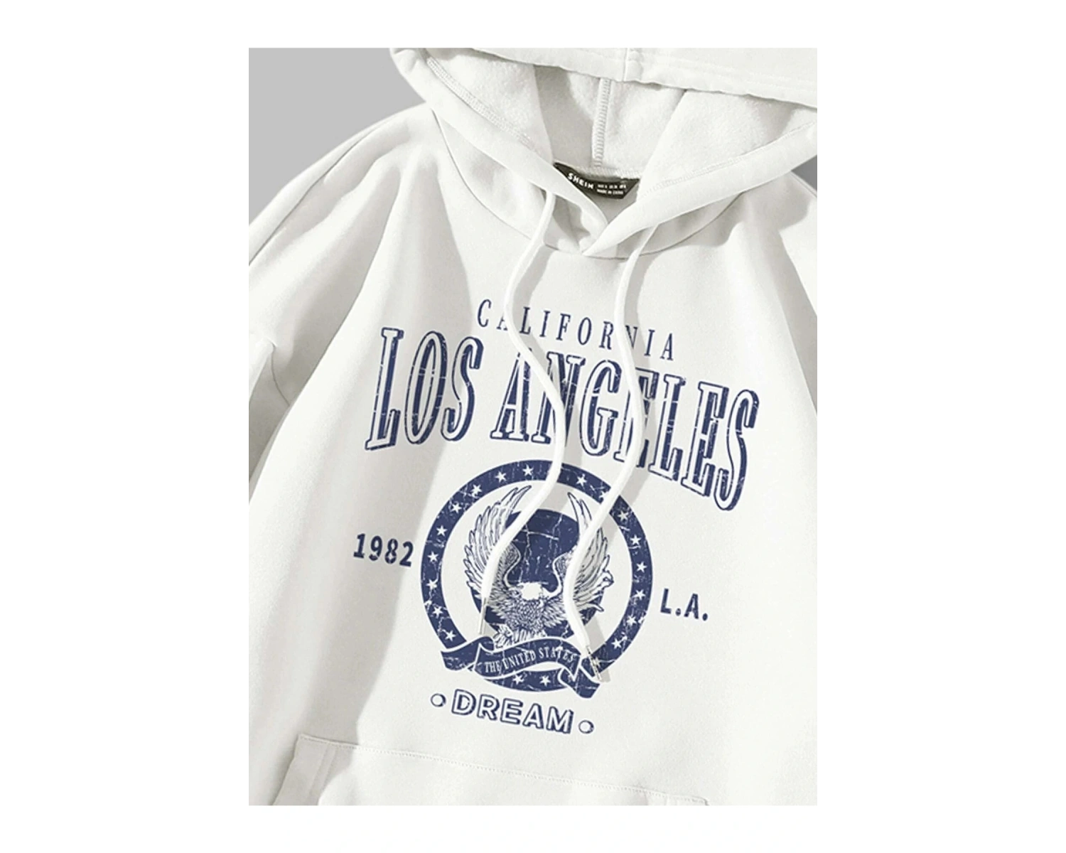 Kadın Beyaz Los Angeles Baskılı Kapüşonlu Sweatshirt