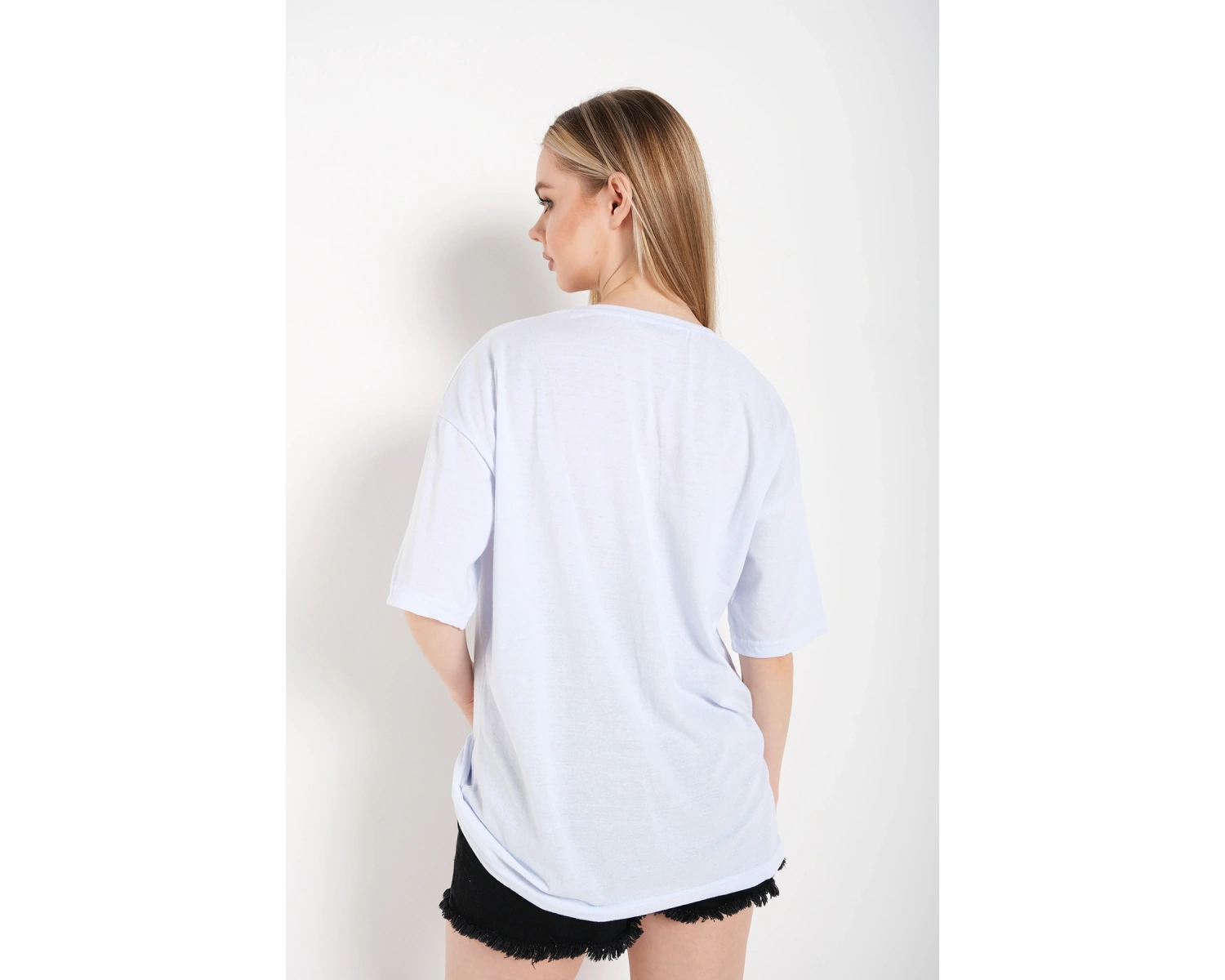 Kadın Beyaz Oversize Arizona Baskılı T-shirt