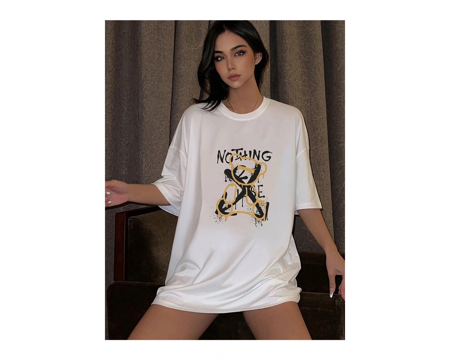 Kadın Beyaz Oversize Nothing Else Tshirt