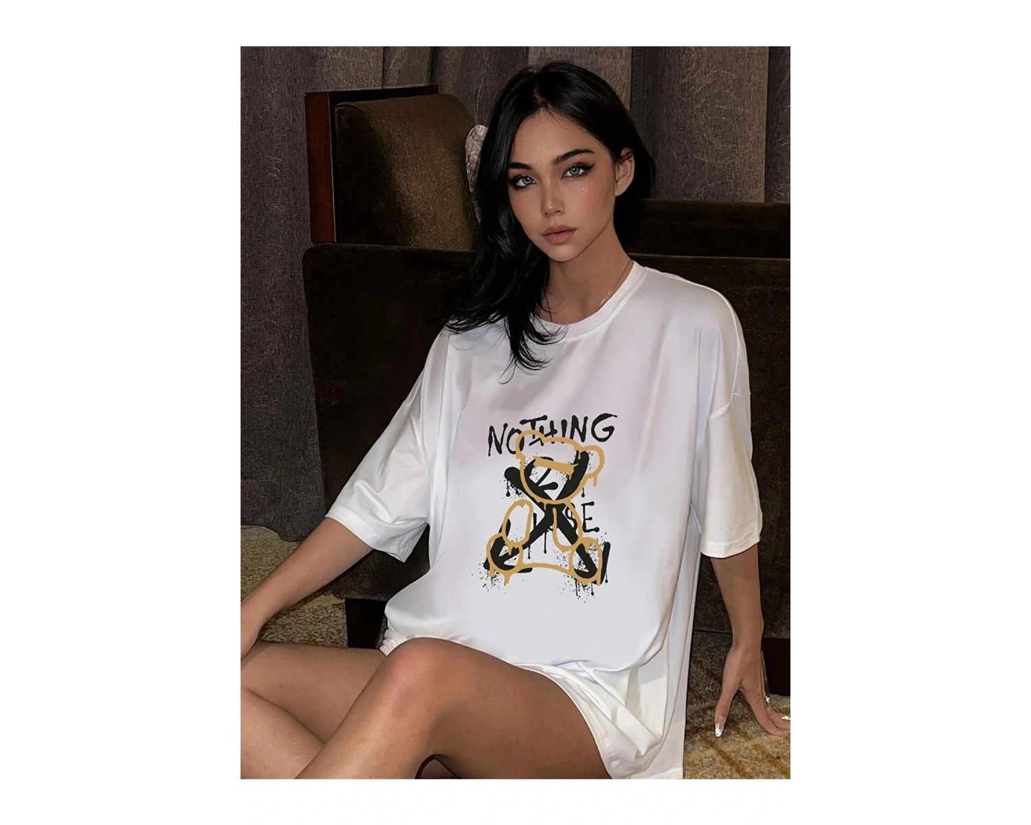 Kadın Beyaz Oversize Nothing Else Tshirt