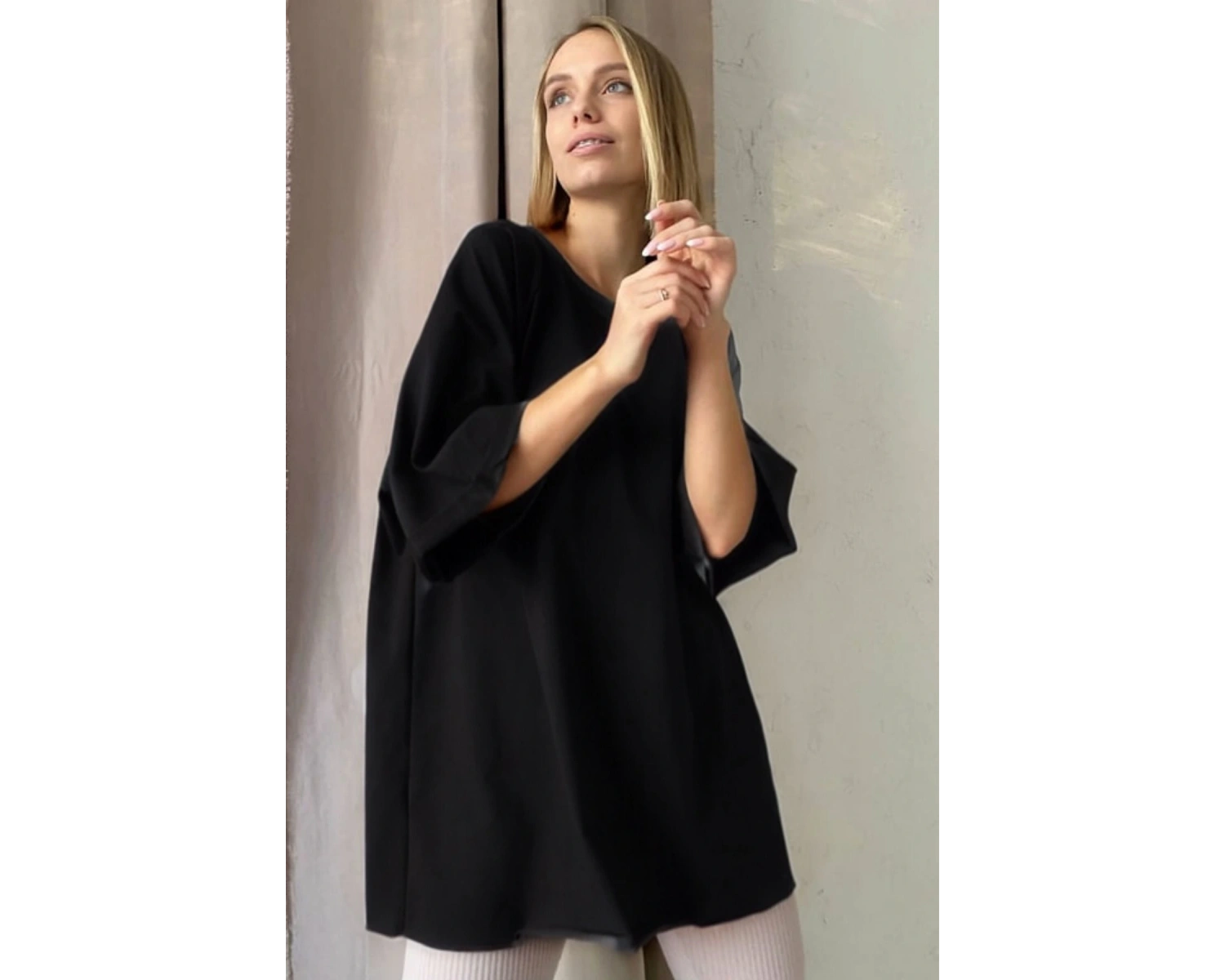 Kadın Beyaz Regular Fit Kısa Kollu Bol Kesim Pamuklu Bisiklet