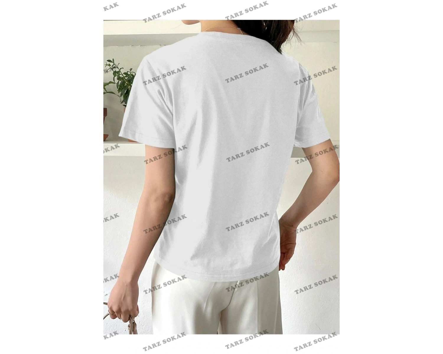 Kadın Beyaz Sunshine Baskılı Oversize