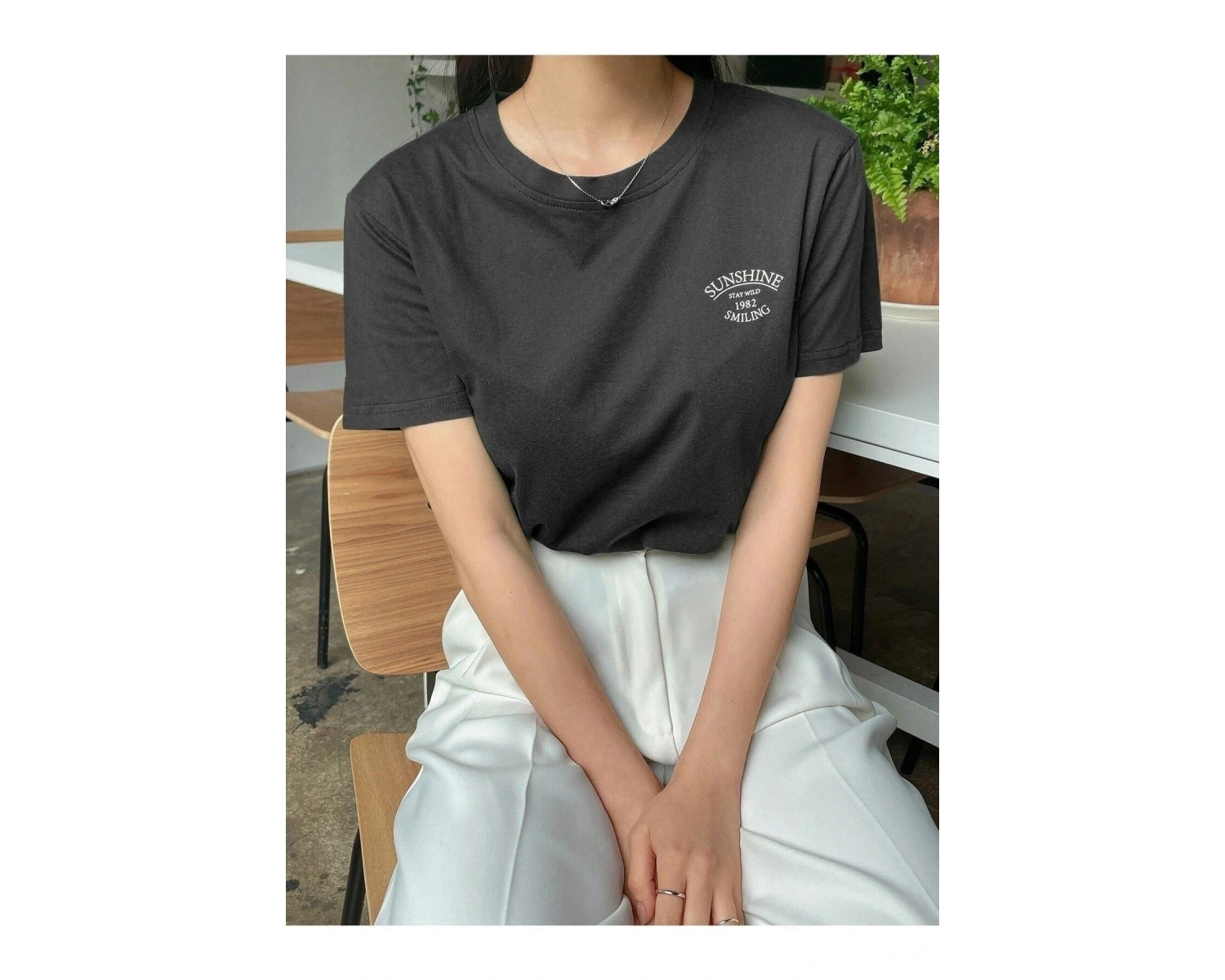 Kadın Beyaz Sunshine Baskılı Oversize Tişört