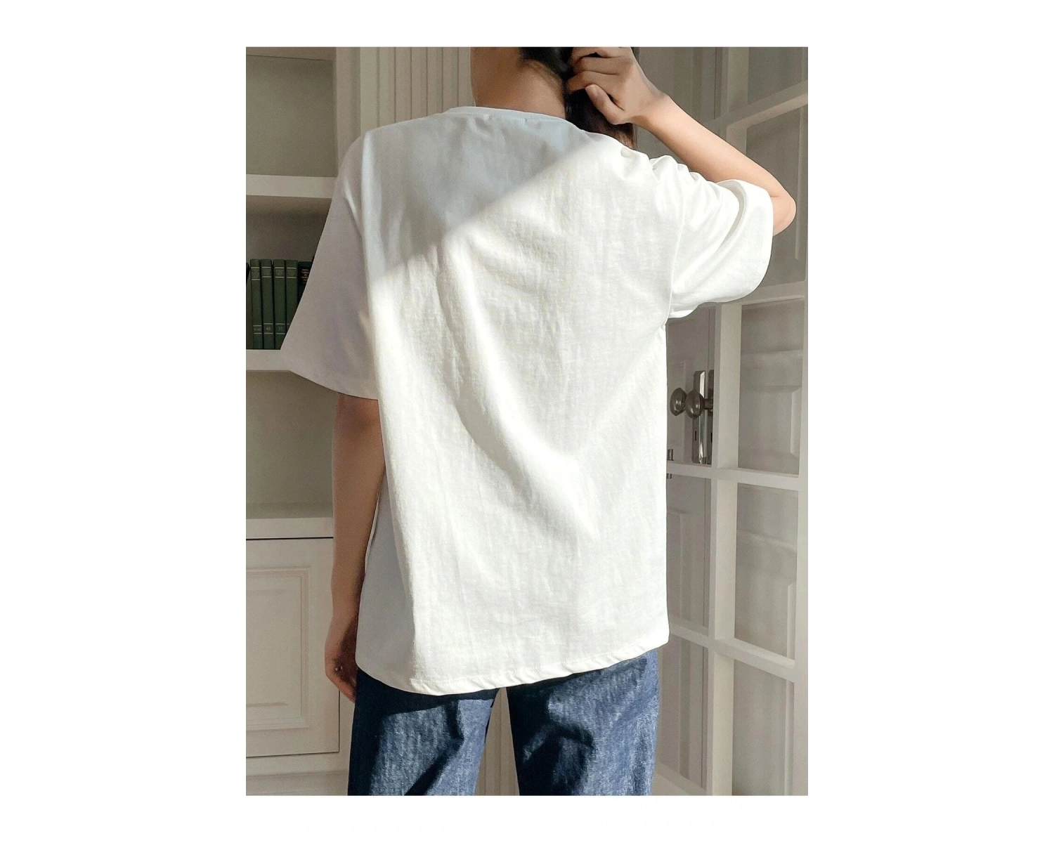 Kadın Beyaz Zero In Your Target Baskılı Oversize T-Shirt