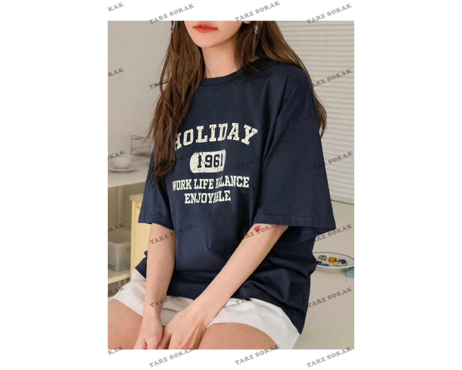 Kadın Çağla Yeşili Holiday 1961 Baskılı Oversize