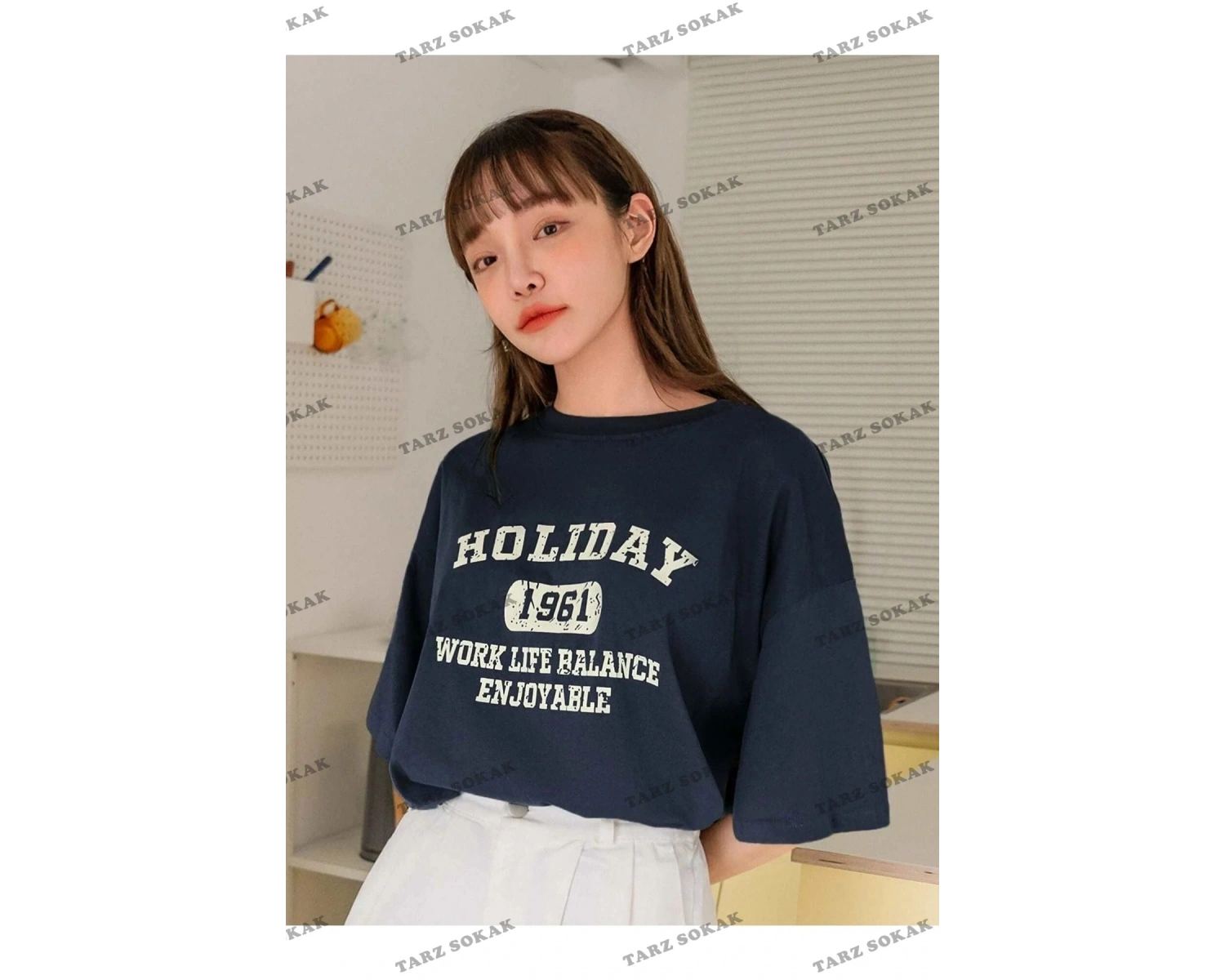 Kadın Çağla Yeşili Holiday 1961 Baskılı Oversize