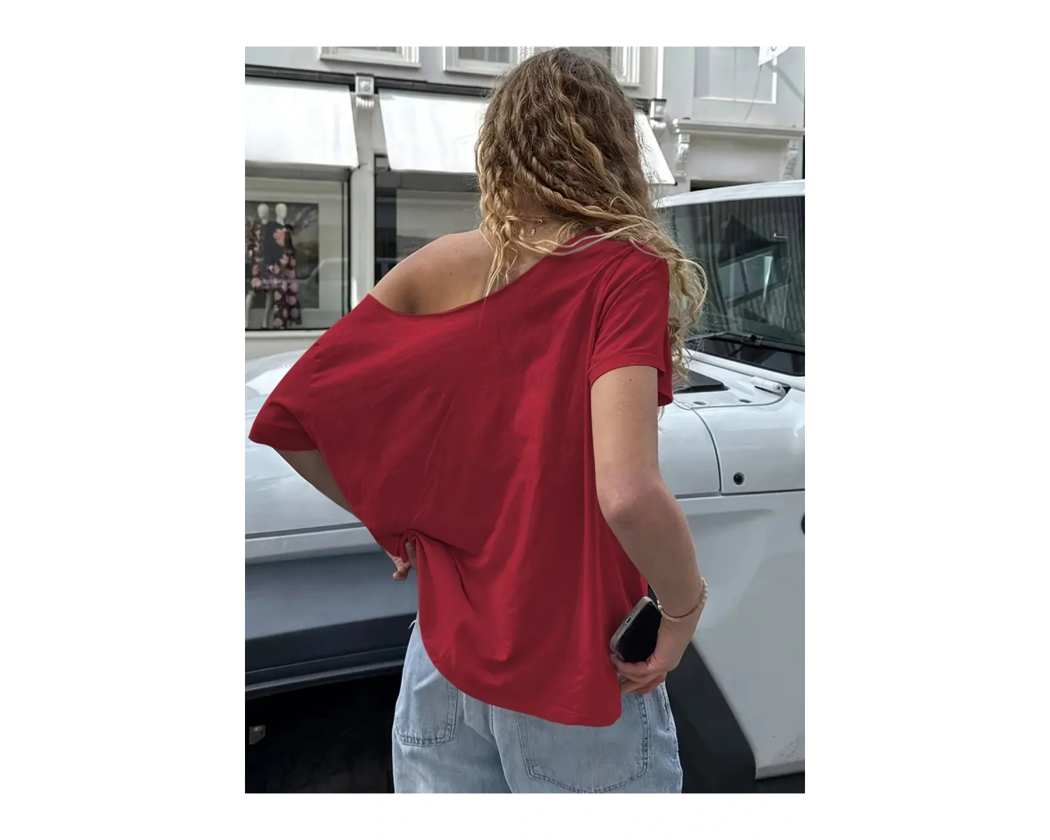 Kadın Düşük Omuz Kayık Yaka 68 Baskılı