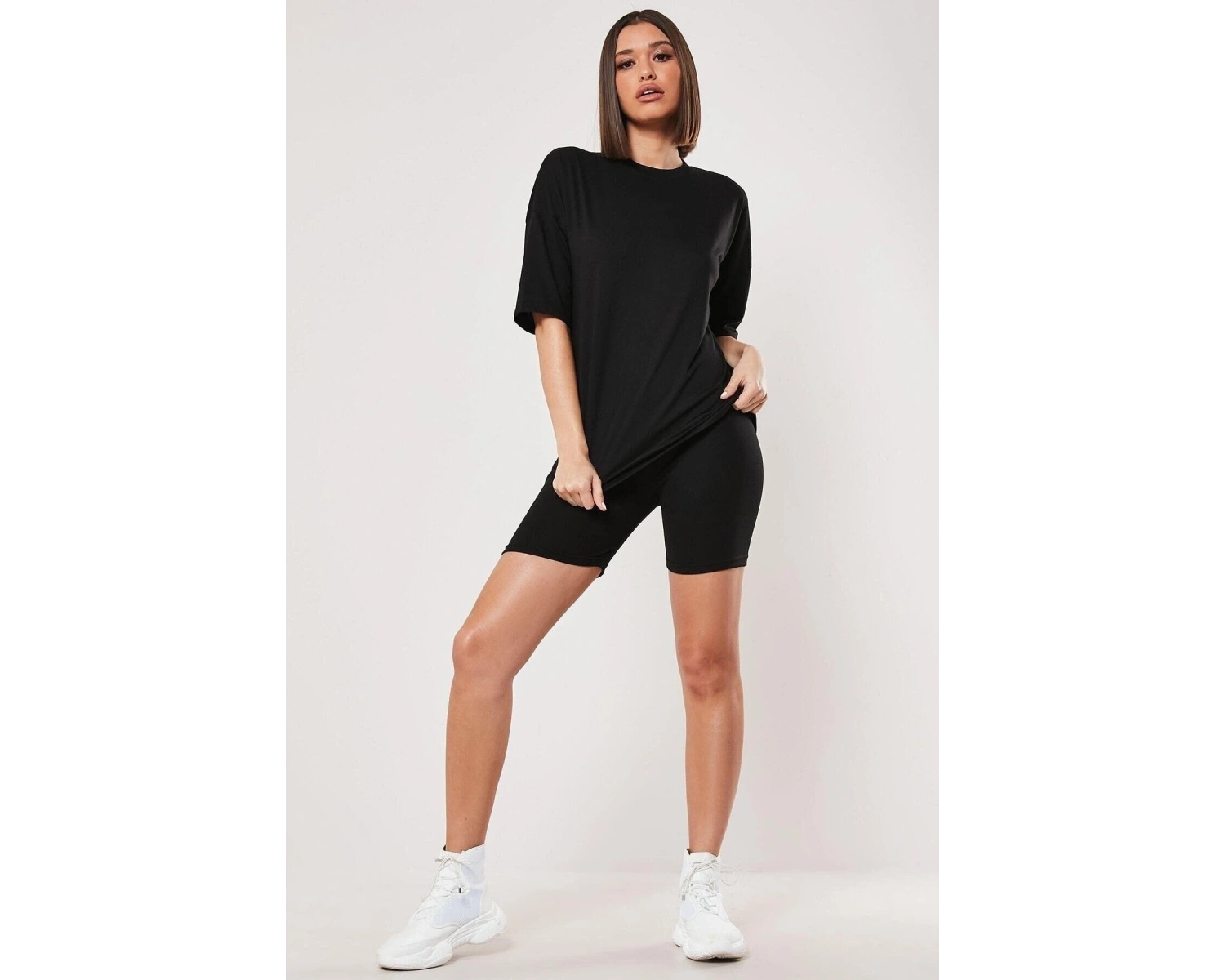 Kadın Düz Beyaz Oversize T-shirt