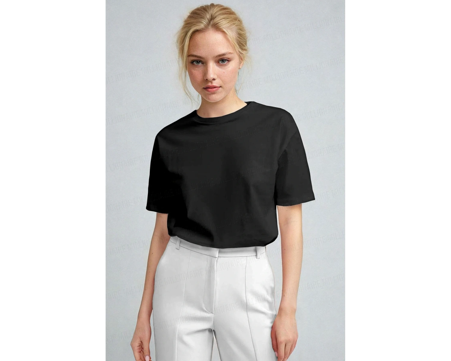 Kadın Ekru Beyaz Nefes Alan Bisiklet Yaka Regular Fit Normal Kesim Baskisiz Basic