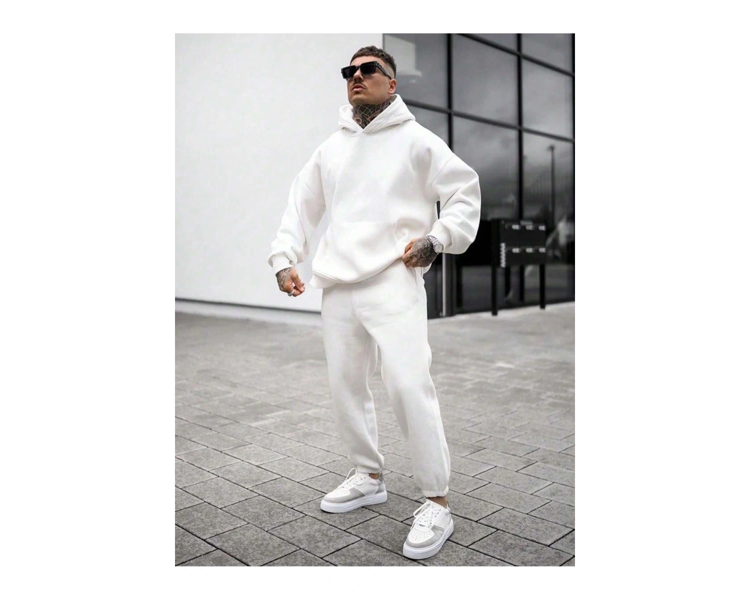 Kadın Ekru Renk Yüksek Bel Jogger Eşofman Takımı Cy84156