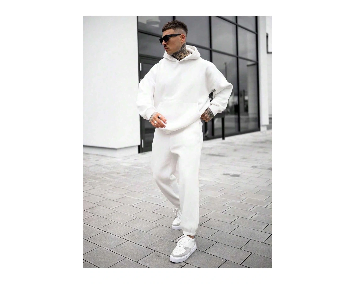 Kadın Ekru Renk Yüksek Bel Jogger Eşofman Takımı Cy84156