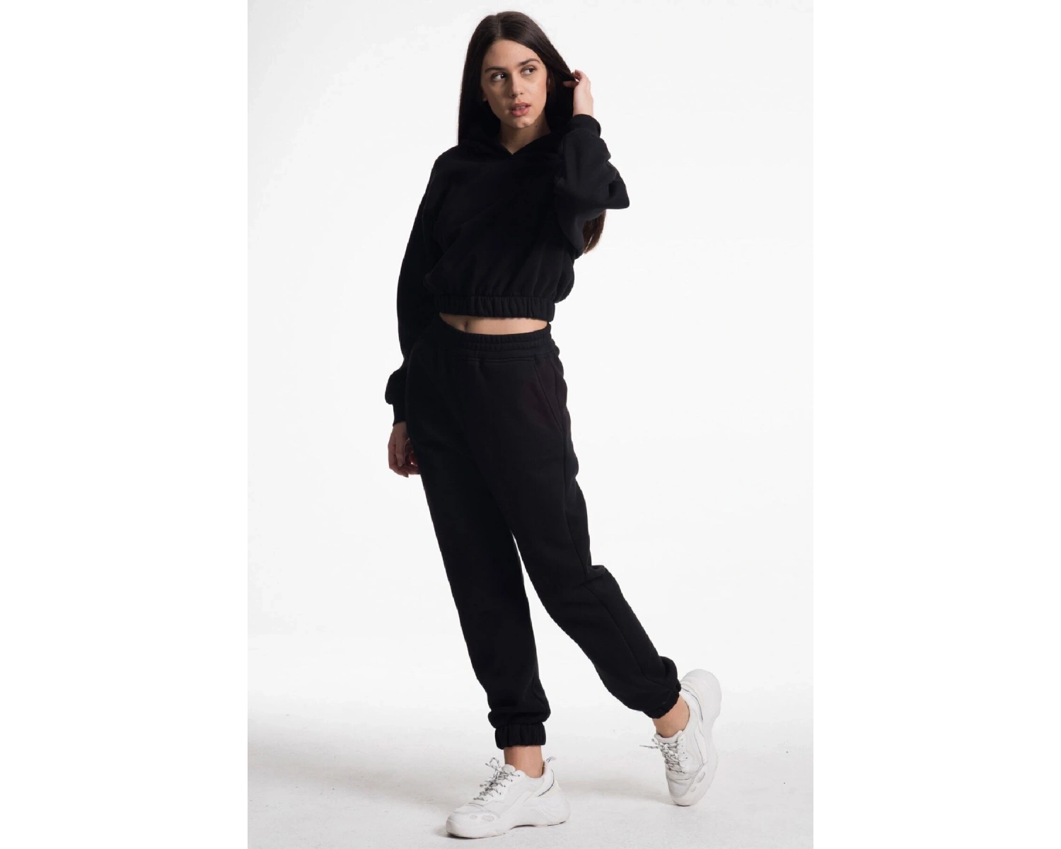 Kadın Ekru Renk Yüksek Bel Jogger Eşofman Takımı Cy84156