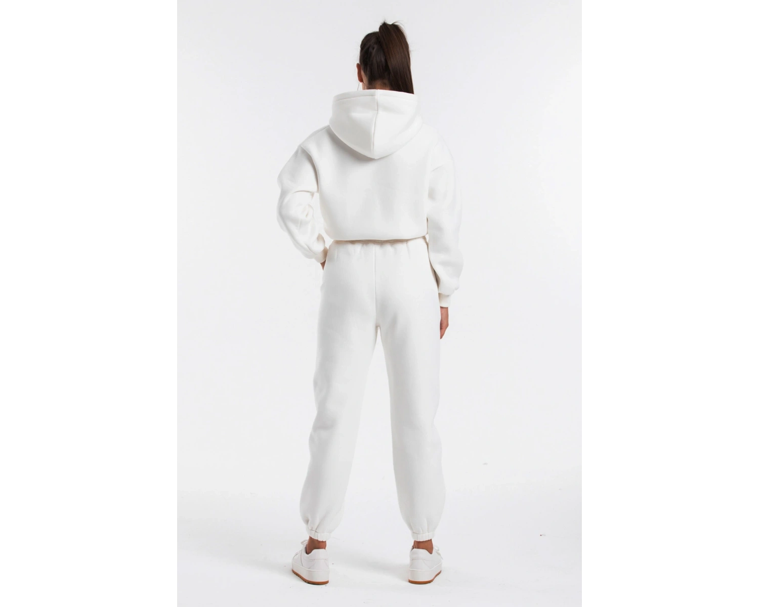 Kadın Ekru Renk Yüksek Bel Jogger Eşofman Takımı Cy84156