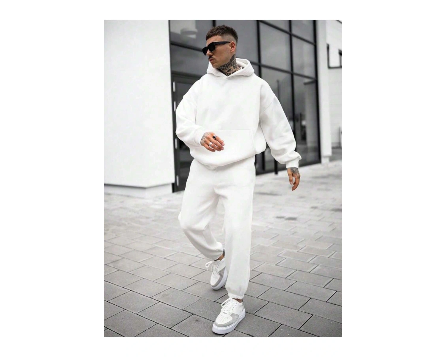 Kadın Ekru Renk Yüksek Bel Jogger Eşofman Takımı Cy84156