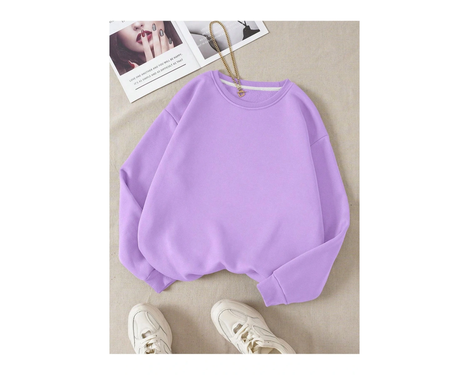 Kadın/Erkek Katı Sweatshirt