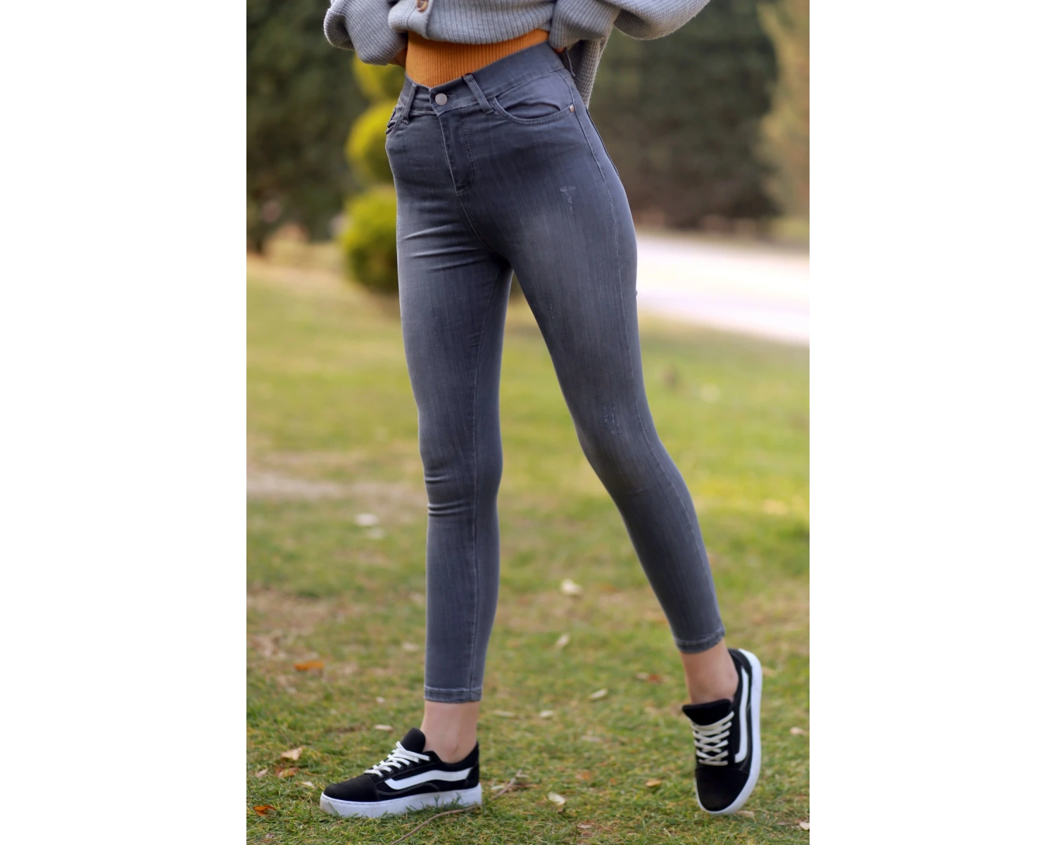 Kadın Gri Skinny Pantolon