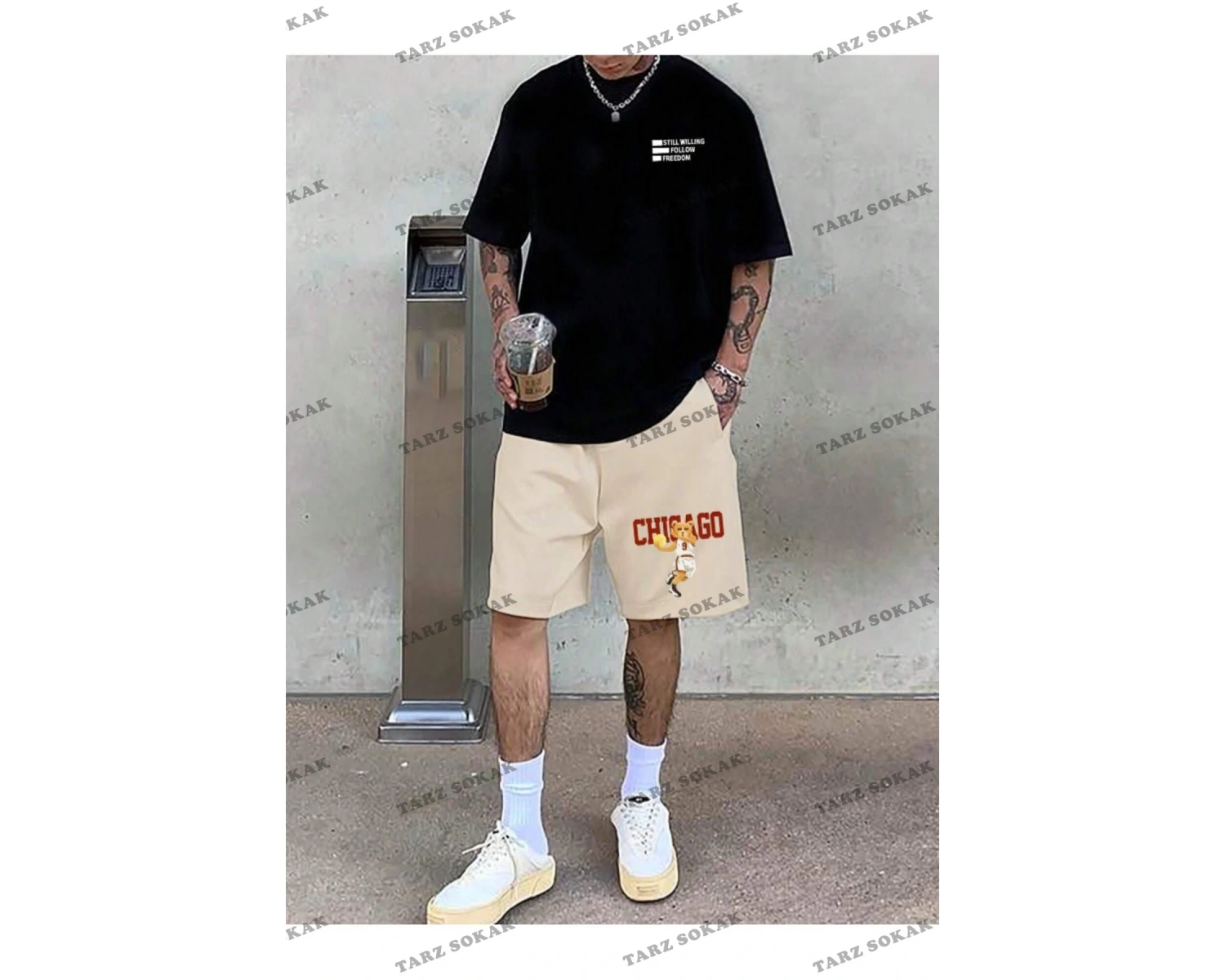 Kadın Houston Baskılı Oversize Penye