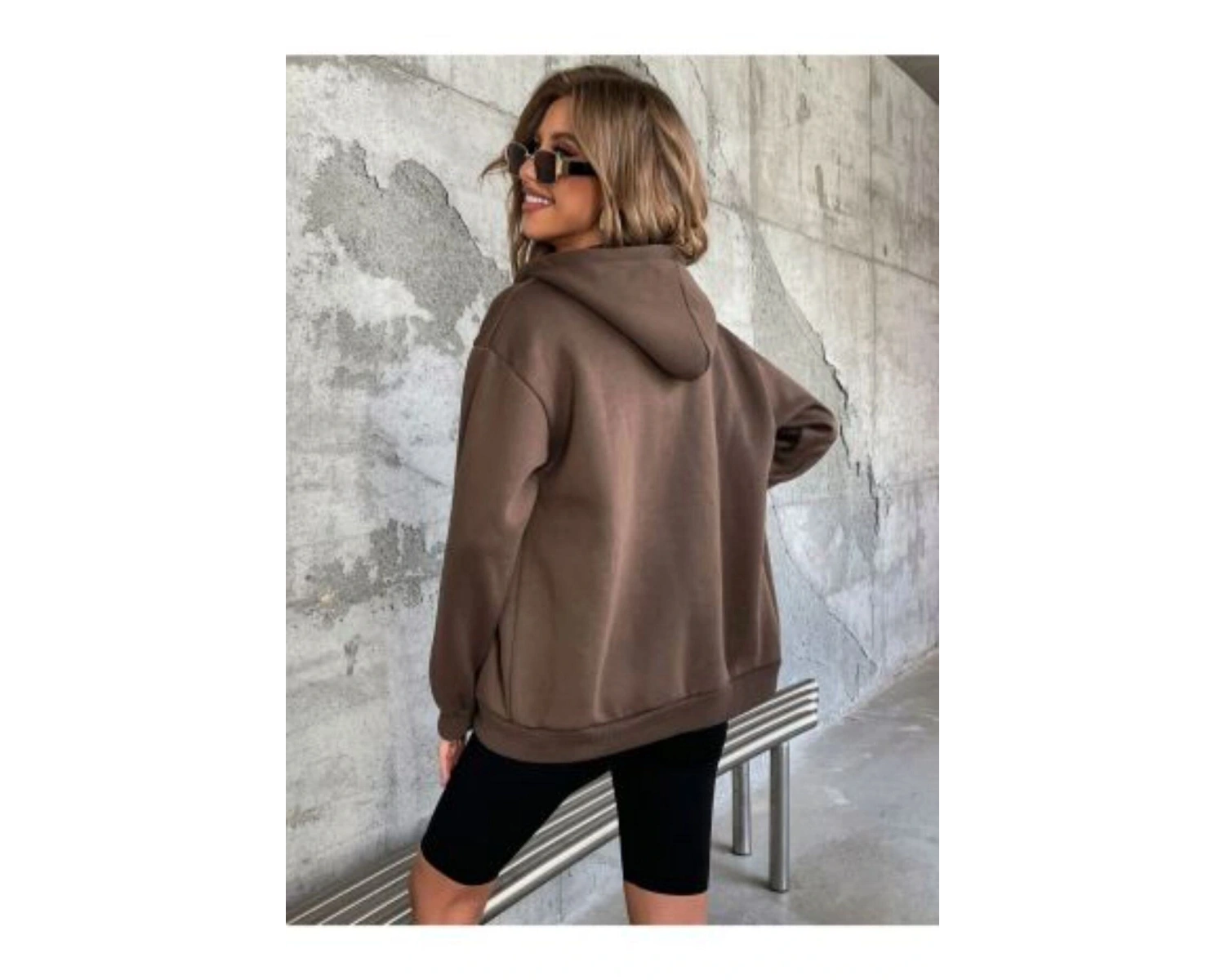 Kadın Kahverengi Düz Fermuarlı Kapüşonlu Ceket benisengiydirdüzceket Kahverengi