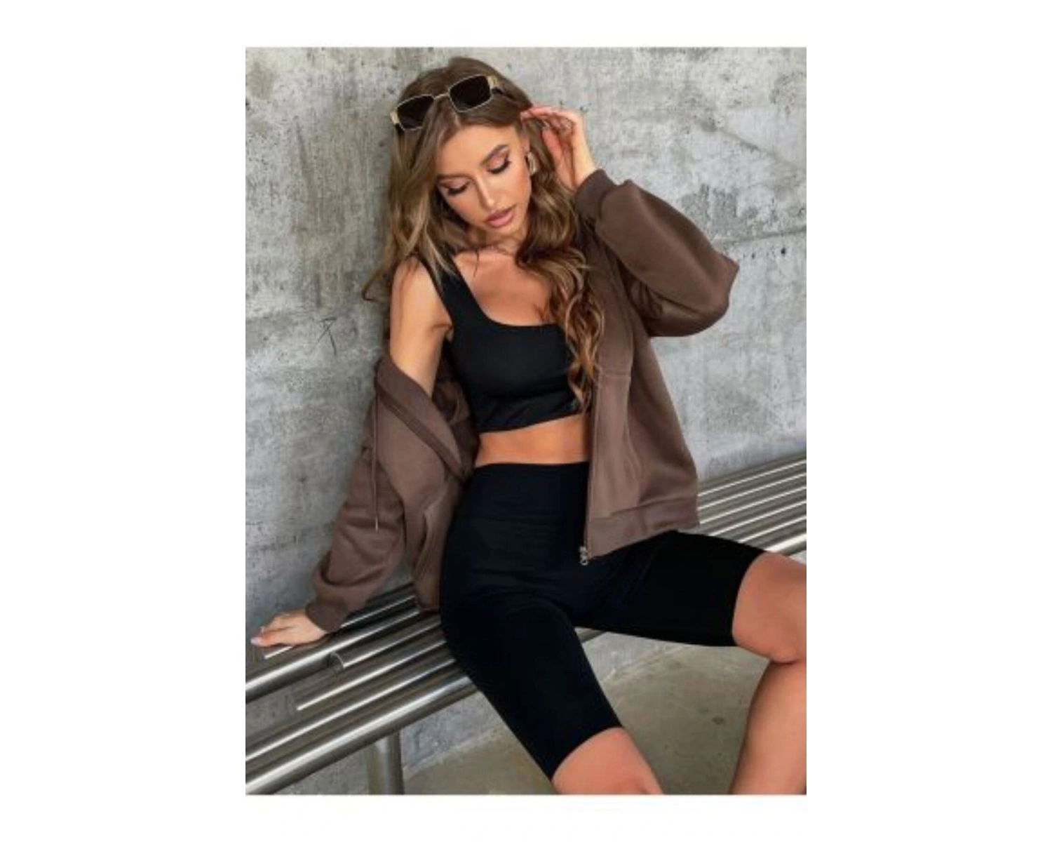 Kadın Kahverengi Düz Fermuarlı Kapüşonlu Ceket benisengiydirdüzceket Kahverengi